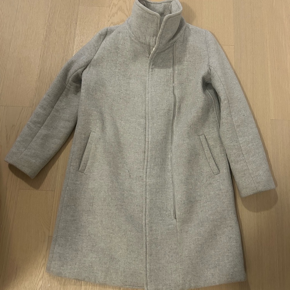 Babaton Light Gray Wool Blend Stand-Collar Coat